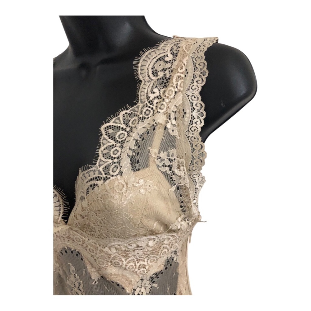 Sincerely jules champagne lace bodice plunge front satin effect dress size Large - Picture 10 of 17